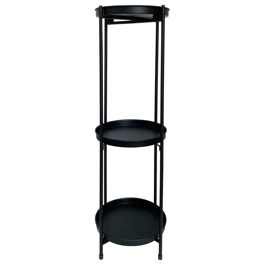 Willow & Silk 3-Shelf 81cm Black Round Metal Pot/Planter Stand