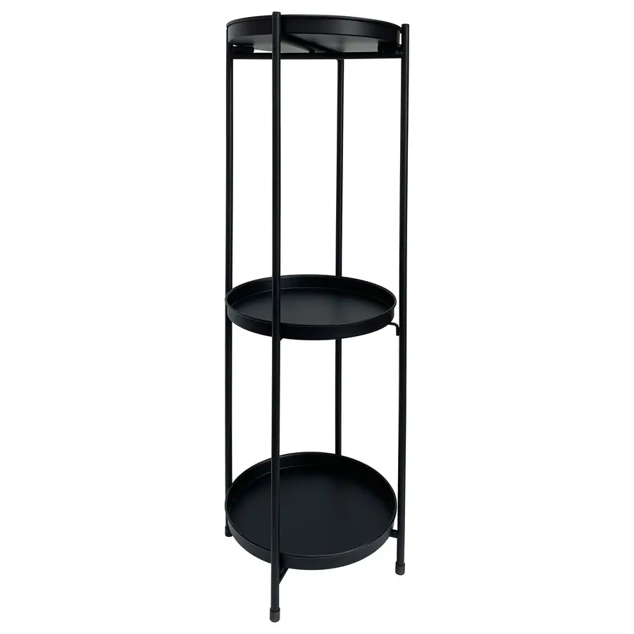 Willow & Silk 3-Shelf 81cm Black Round Metal Pot/Planter Stand