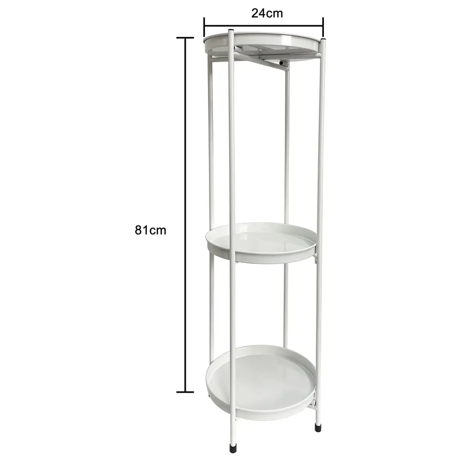 Willow & Silk 3-Shelf 81cm White Round Metal Pot/Planter Stand