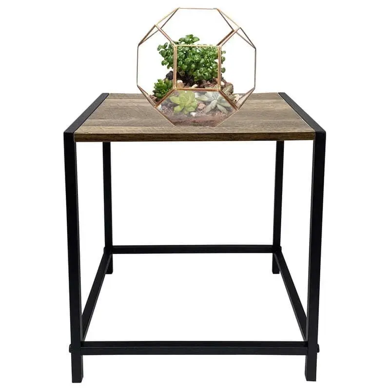 Willow & Silk Square 37cm Wooden Iron Black Side/Coffee Table