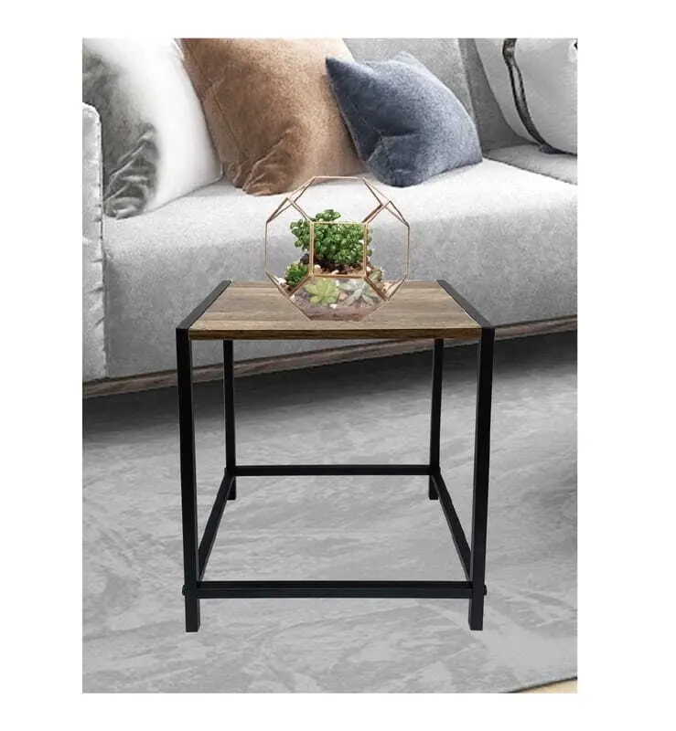 Willow & Silk Square 37cm Wooden Iron Black Side/Coffee Table