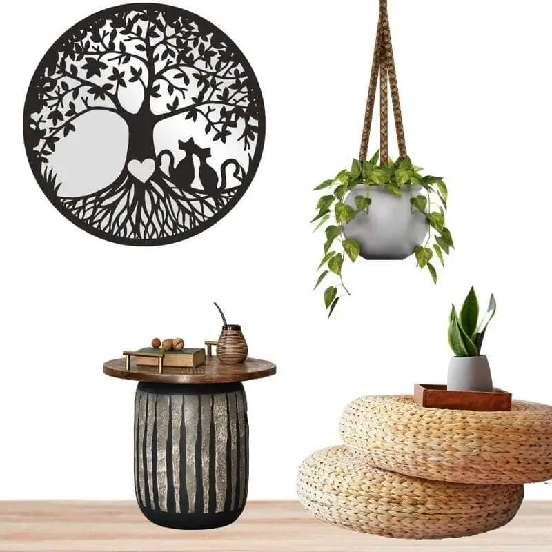 Willow & Silk Laser Cut 50cm Tree Of Life/Cats/Heart Round Wall Mirror/Art