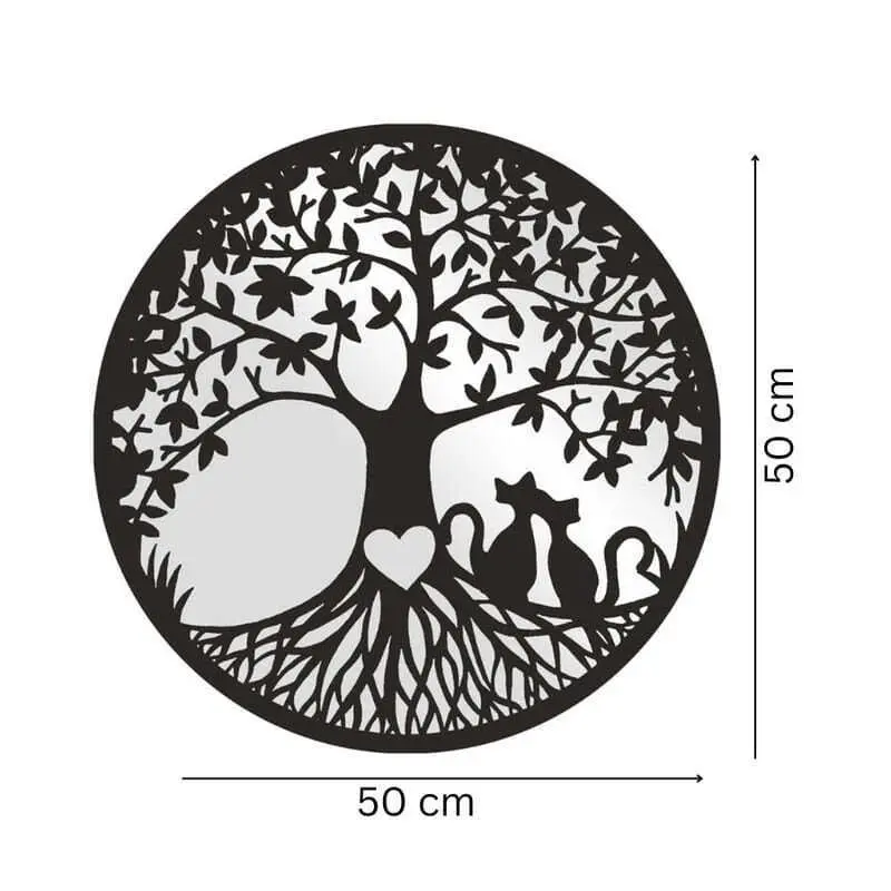 Willow & Silk Laser Cut 50cm Tree Of Life/Cats/Heart Round Wall Mirror/Art