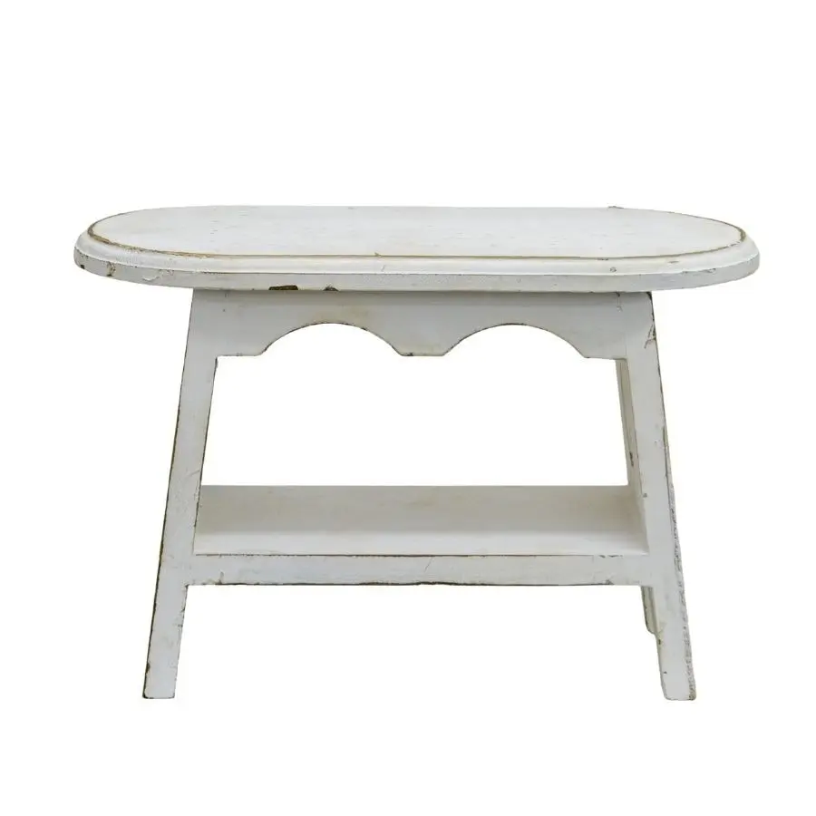 Willow & Silk Wooden 32cm White Cow Milking Stool/Side Table w/Shelf