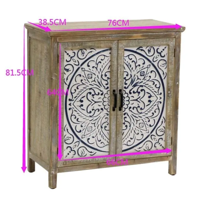 Willow & Silk  Wooden 81.5cm Mandala Double-Door Cabinet/Organiser