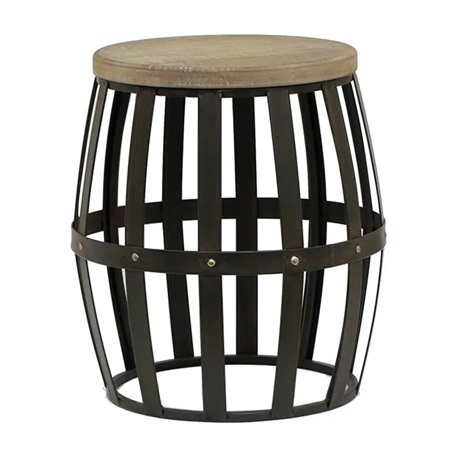 Willow & Silk Industrial Wooden Barrel 45cm Stool/Side Table/Furniture