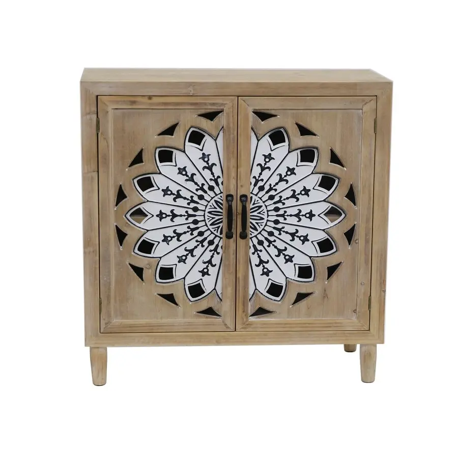 Willow & Silk Wooden 89cm Mandala Fleur 2-Door Cabinet/Organiser