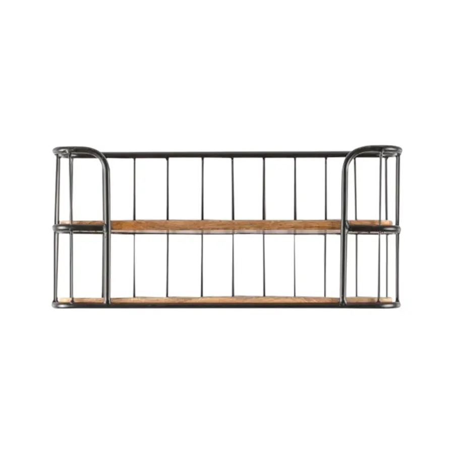 Willow & Silk Wood/Metal 64cm 2-Tier Wall Shelf/Organiser