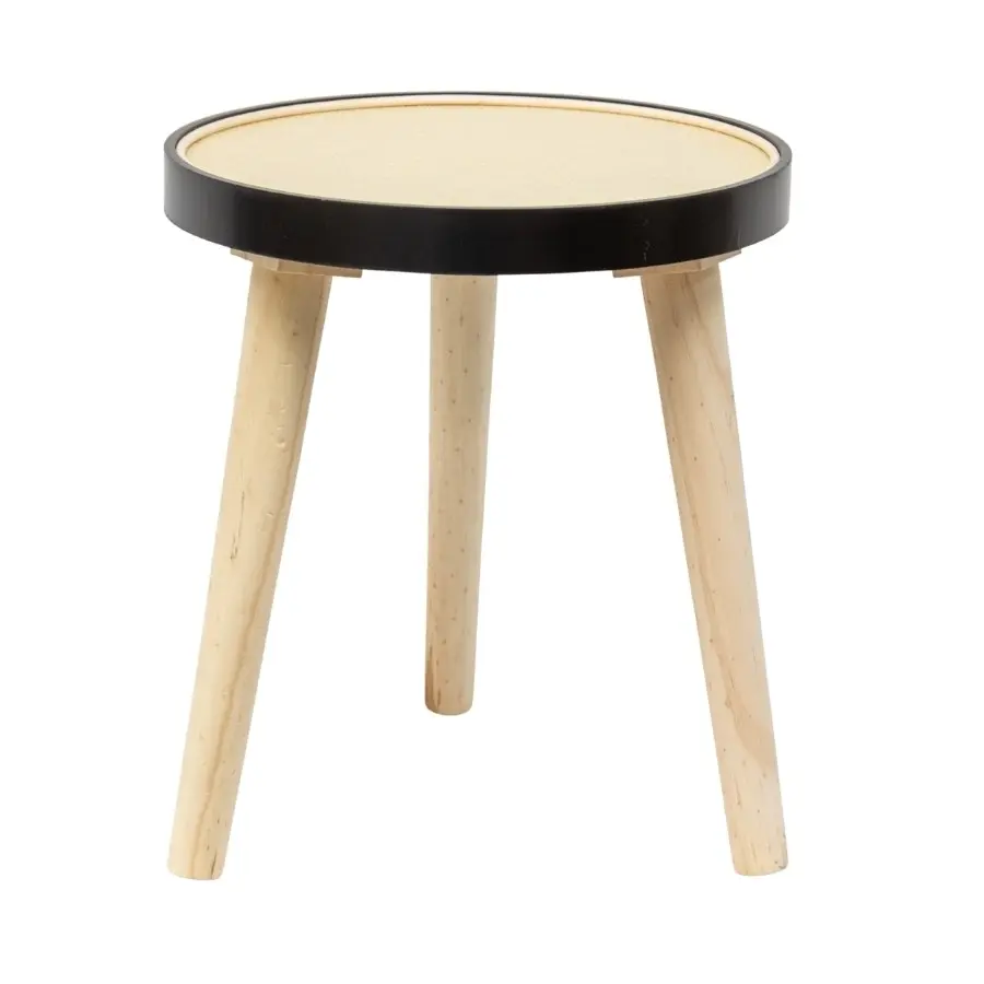 Willow & Silk Round 34cm Wooden 3-Legged Stool/Side Table