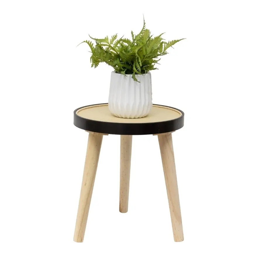 Willow & Silk Round 34cm Wooden 3-Legged Stool/Side Table