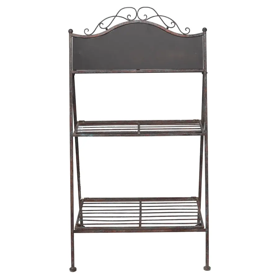 Willow & Silk Metal 110cm Brown 2-Shelf Garden Plant Stand w/ Chalkboard