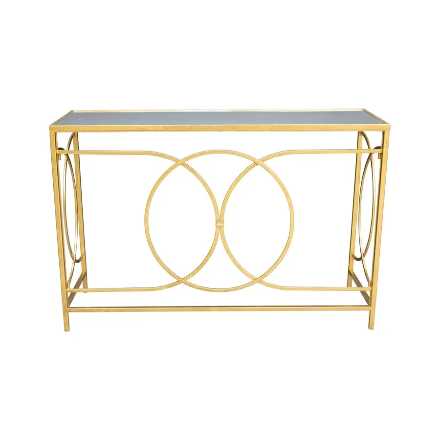 Willow & Silk Metal 120cm Aura Geometric Glass Top Console Table