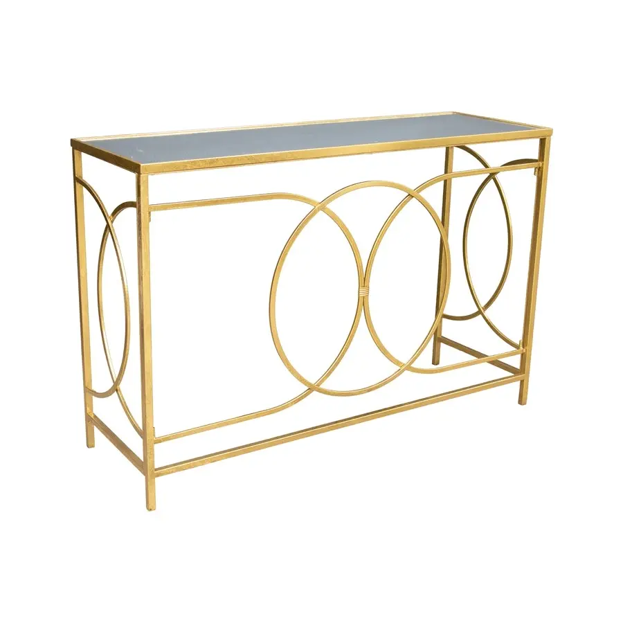 Willow & Silk Metal 120cm Aura Geometric Glass Top Console Table