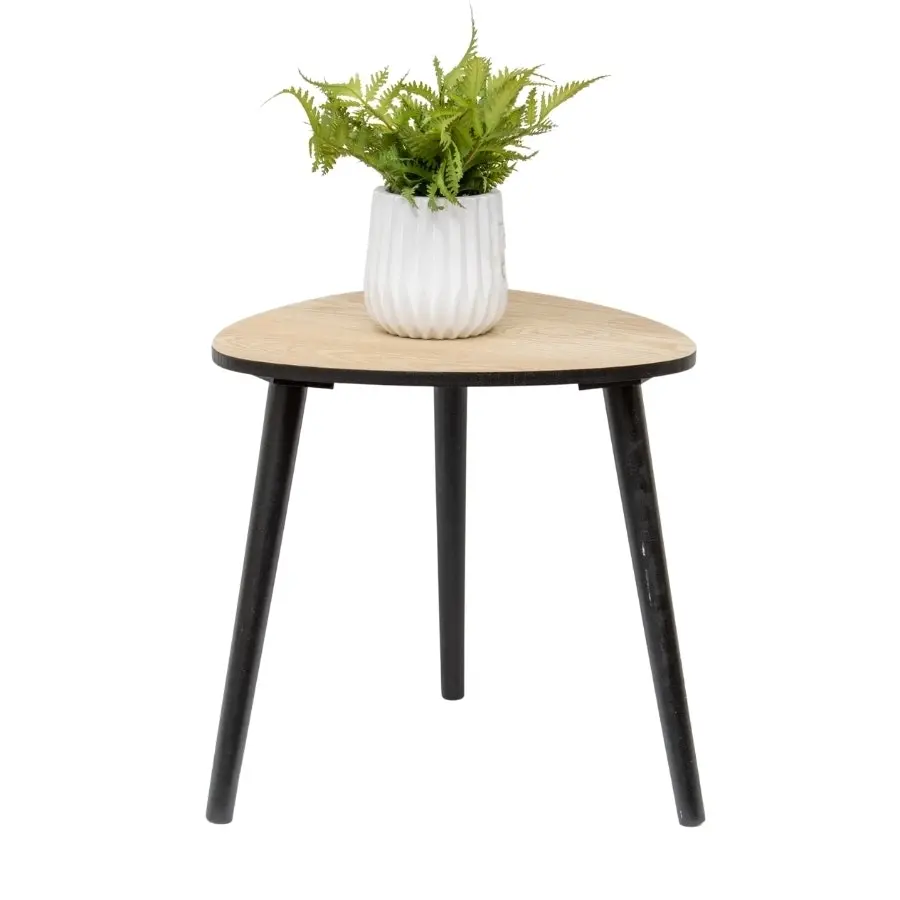 Willow & Silk Round 40cm Wooden 3-Legged Black Stool/Side Table