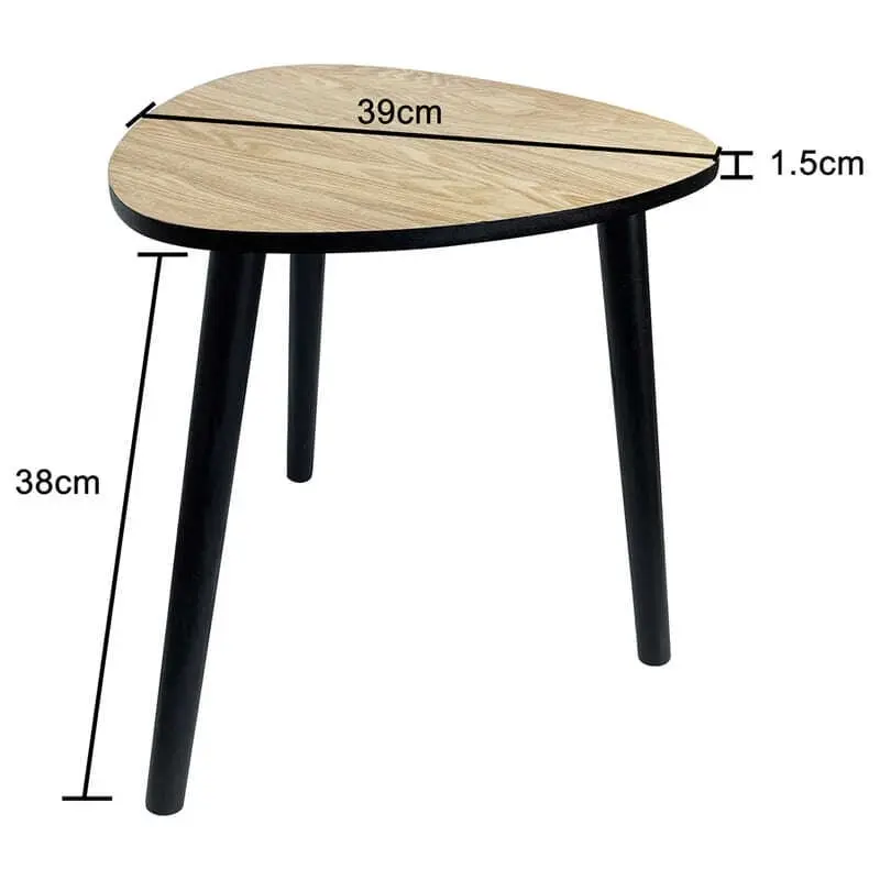 Willow & Silk Round 40cm Wooden 3-Legged Black Stool/Side Table