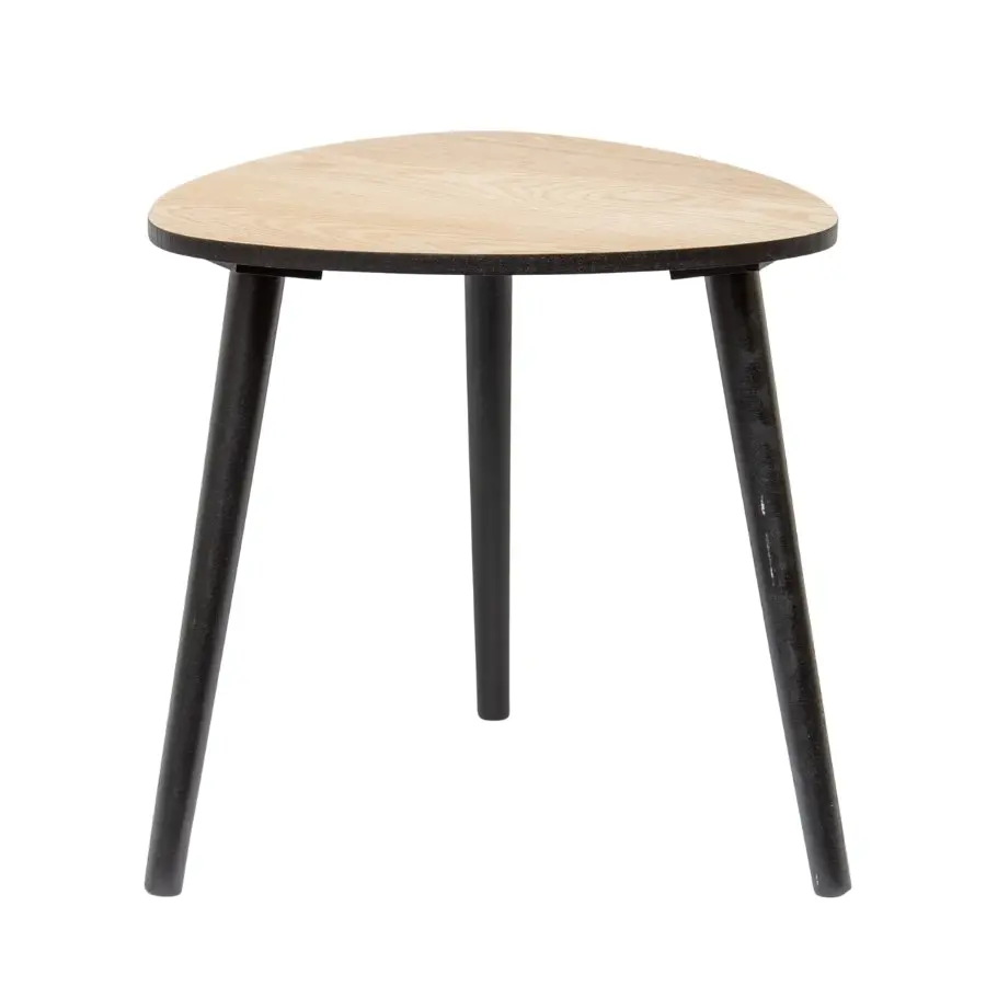 Willow & Silk Round 40cm Wooden 3-Legged Black Stool/Side Table