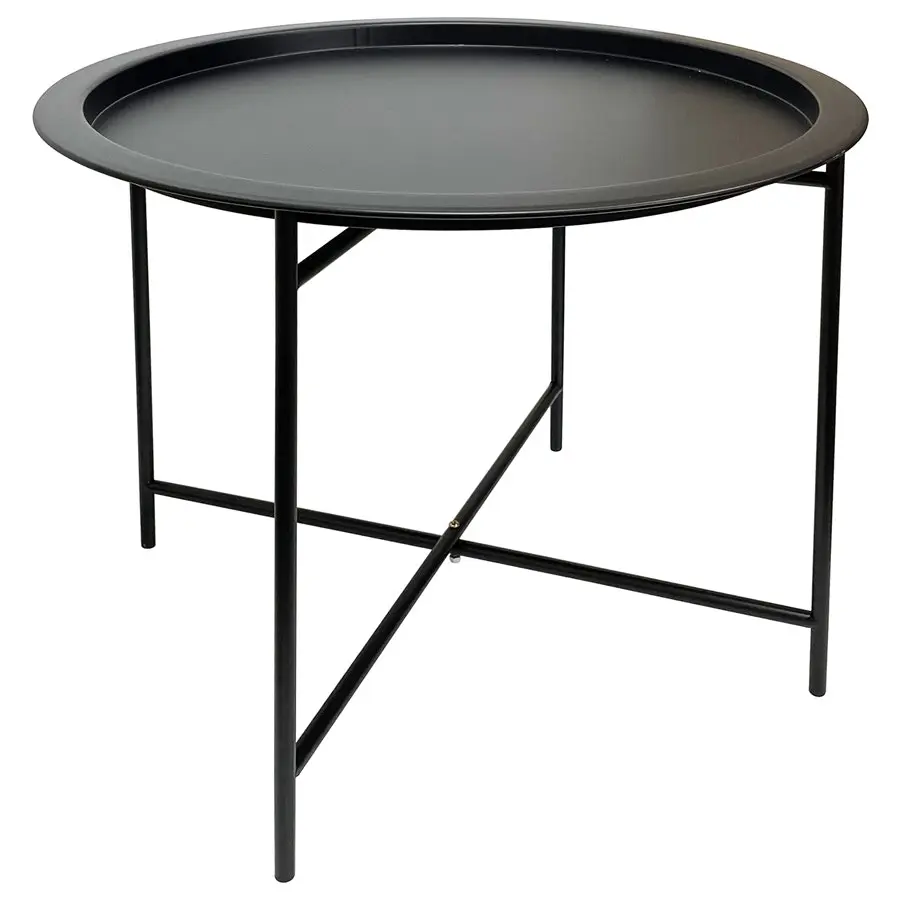 Willow & Silk Round 47cm Iron Black Stool/Coffee Table