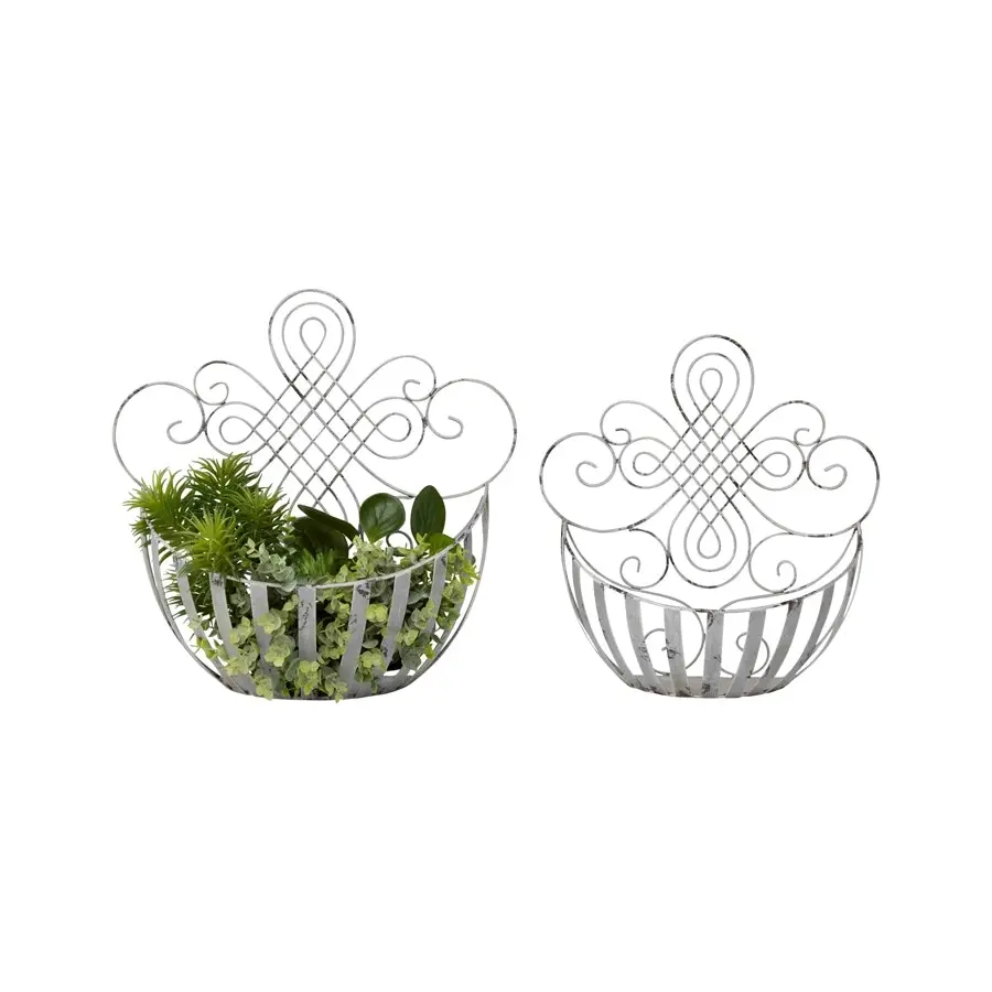 Willow & Silk Nested 39cm/33cm Set of 2 Metal Fleur Wall Planter