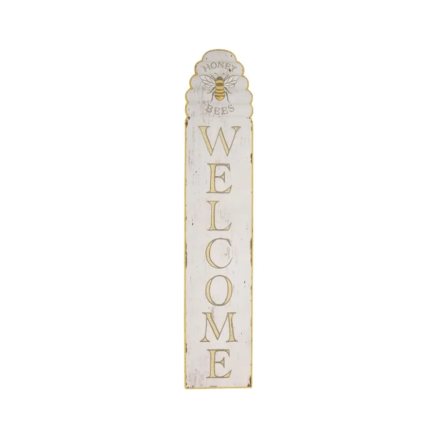 Willow & Silk Metal 120cm Honey Bees 'Welcome' Plaque Sign Wall Art