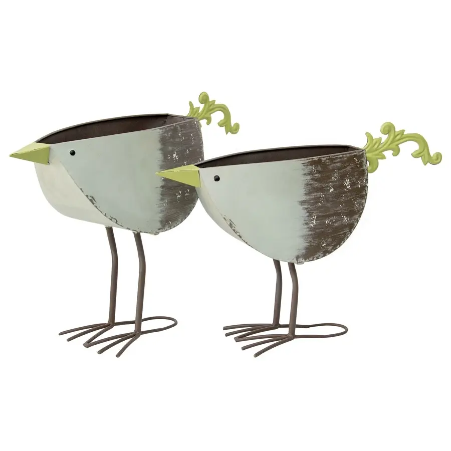 Willow & Silk 49.5cm/45cm Set of 2 Birds Garden Pot/Planters