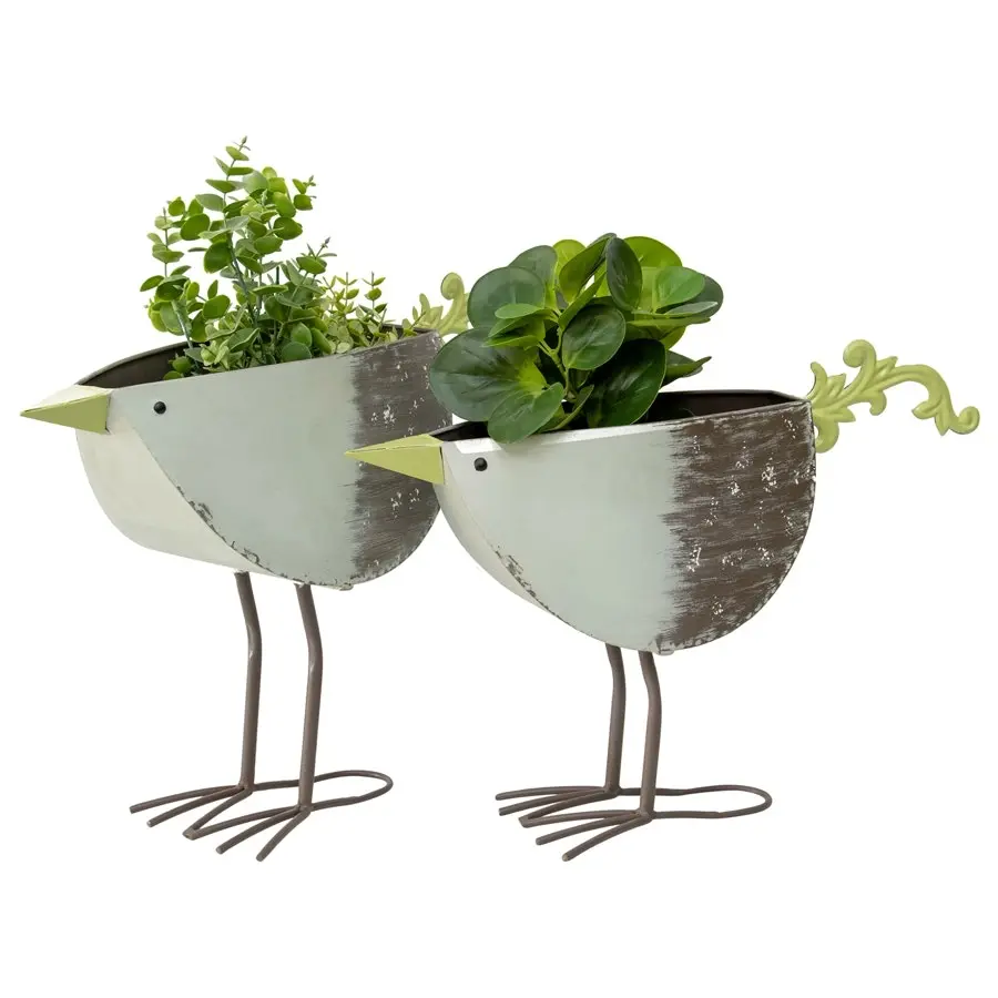 Willow & Silk 49.5cm/45cm Set of 2 Birds Garden Pot/Planters