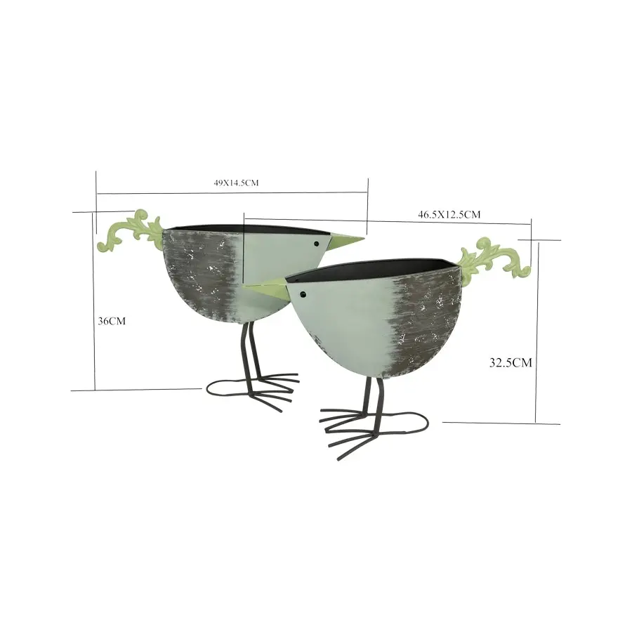 Willow & Silk 49.5cm/45cm Set of 2 Birds Garden Pot/Planters