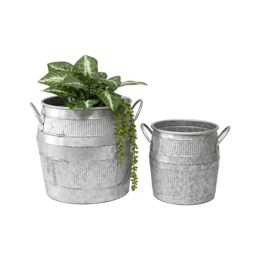 Willow & Silk Nested 38cm/30cm Set of 2 Barrel Pot/Planter