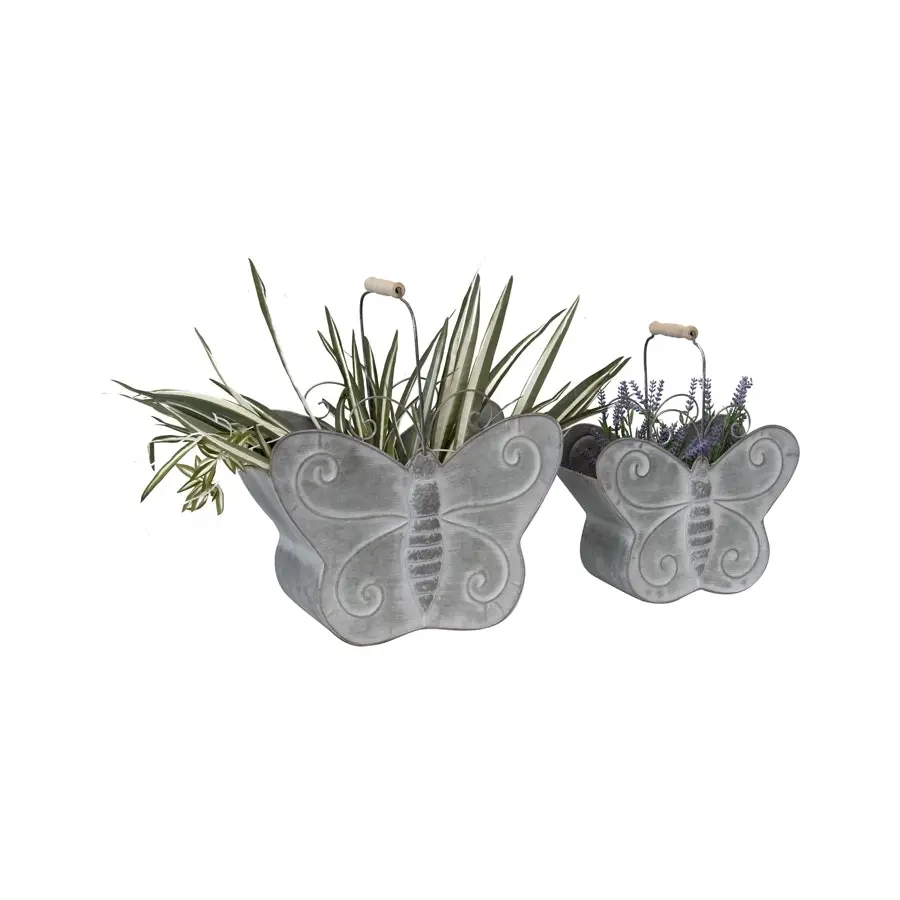 Willow & Silk Nested 37.5/30.5cm Set of 2 Butterfly Metal Planter w/Handles