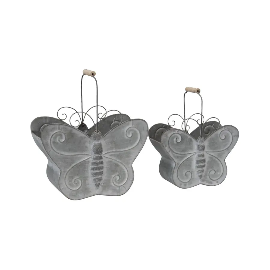 Willow & Silk Nested 37.5/30.5cm Set of 2 Butterfly Metal Planter w/Handles