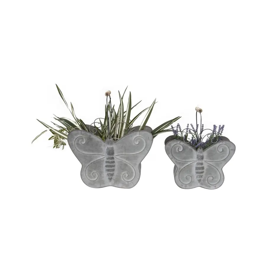 Willow & Silk Nested 37.5/30.5cm Set of 2 Butterfly Metal Planter w/Handles