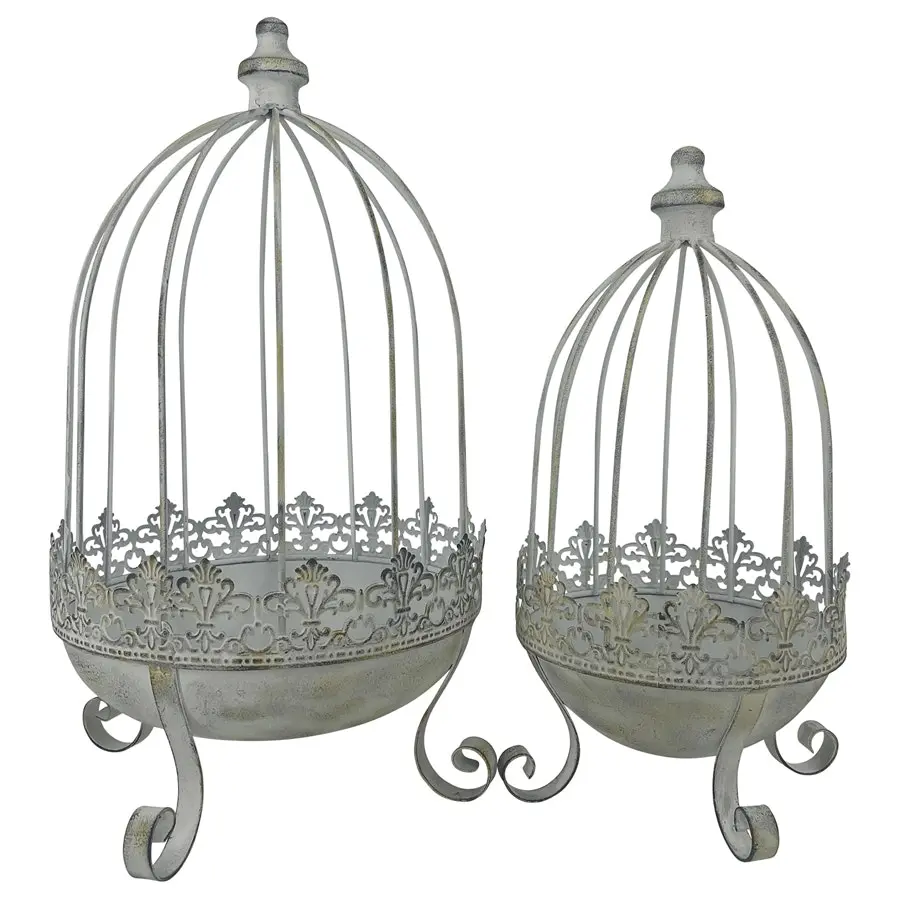 Willow & Silk Nested Cloche Planters on Designer Stands Set/2