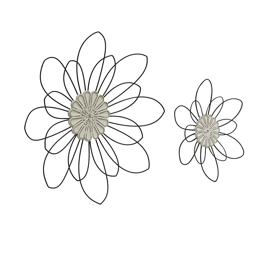 Metal MDF Decorative Flower Wall Art Set/2