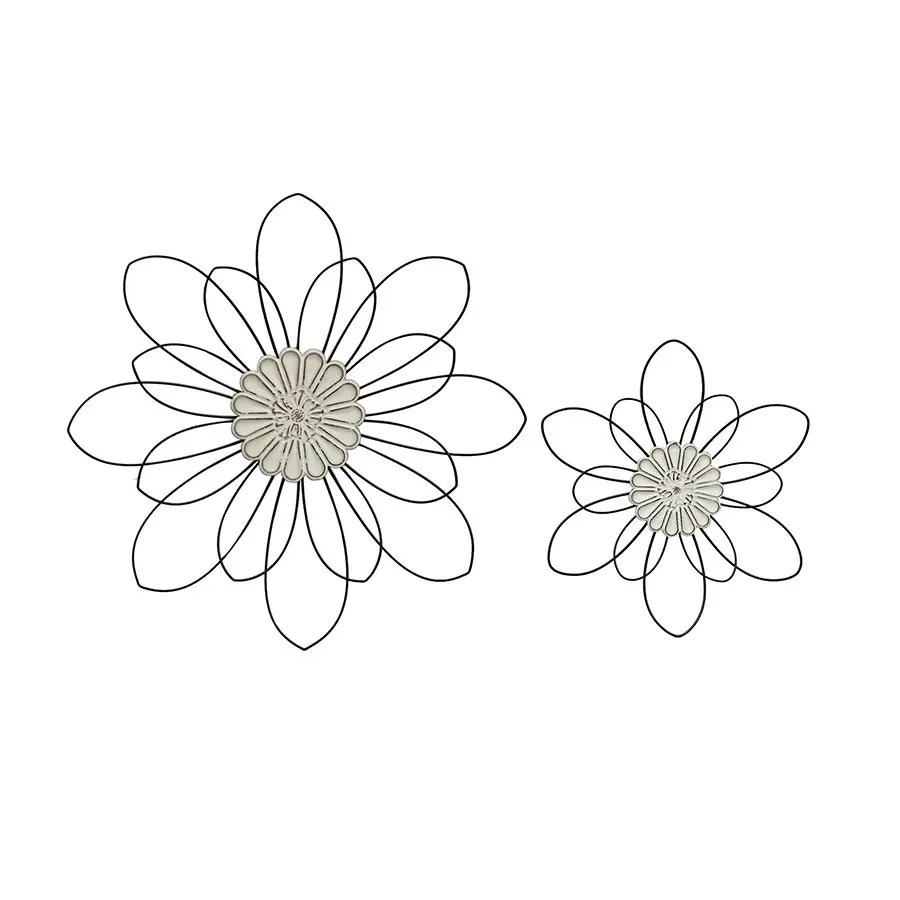 Metal MDF Decorative Flower Wall Art Set/2