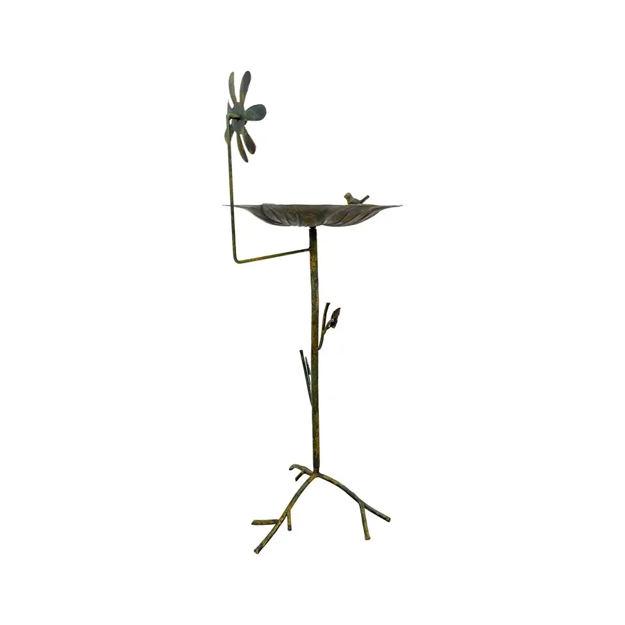 Willow & Silk 93cm Tall Lily Pad Metal Standing Bird Feeder