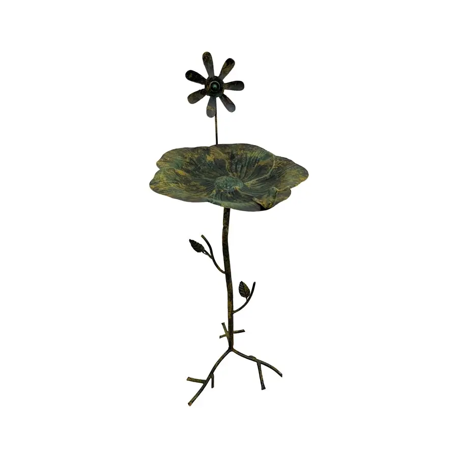 Willow & Silk 93cm Tall Lily Pad Metal Standing Bird Feeder