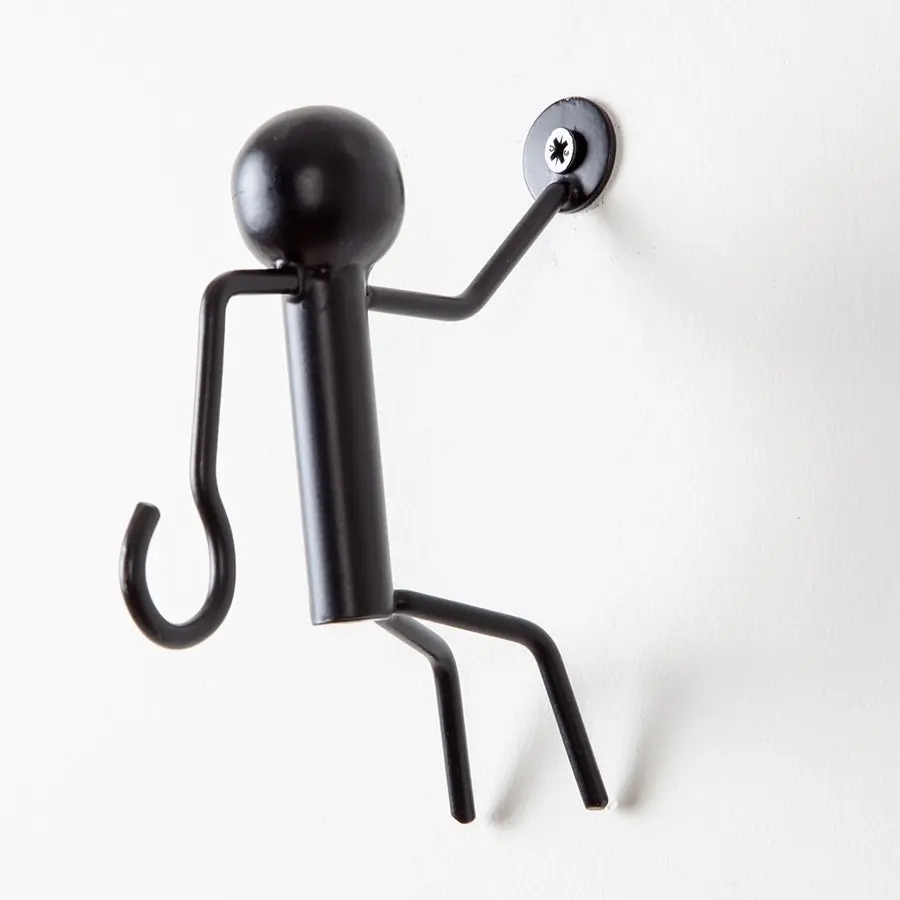 Willow & Silk Climbing Man Black 15cm Metal Wall Hook