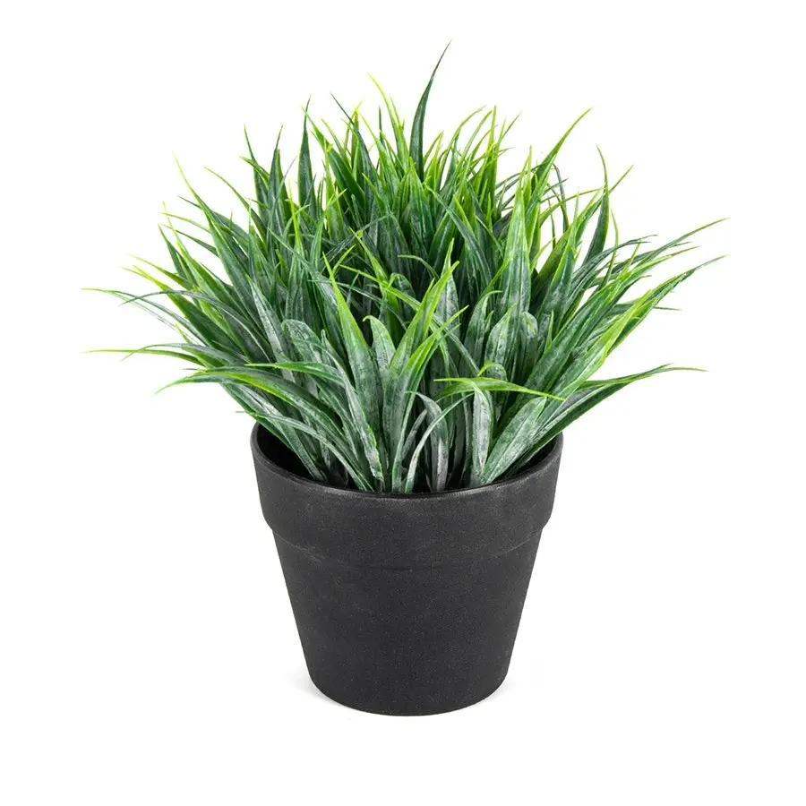 Willow & Silk Potted Artificial 18cm Green Ponytail Grass/Plant in Pot