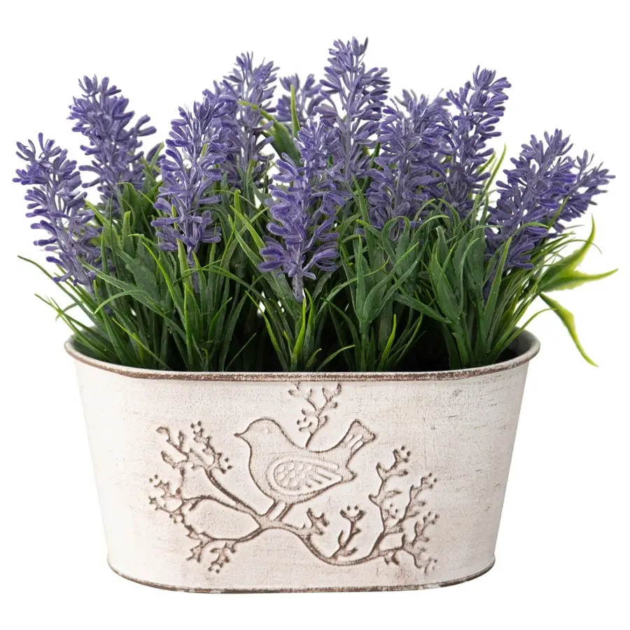 Willow & Silk Artificial French Lavender Oval Pot Plant