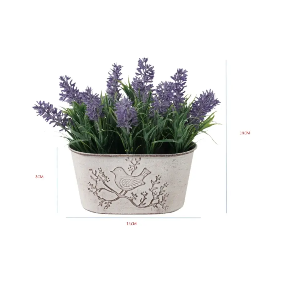 Willow & Silk Artificial French Lavender Oval Pot Plant