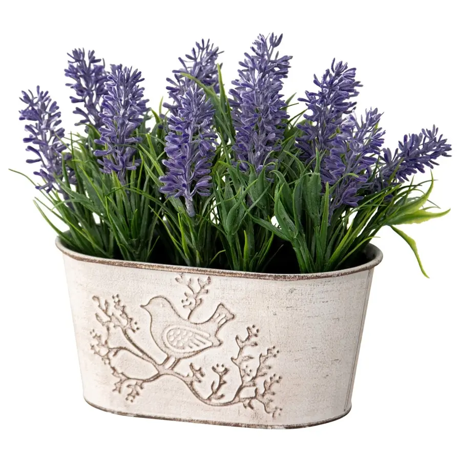 Willow & Silk Artificial French Lavender Oval Pot Plant