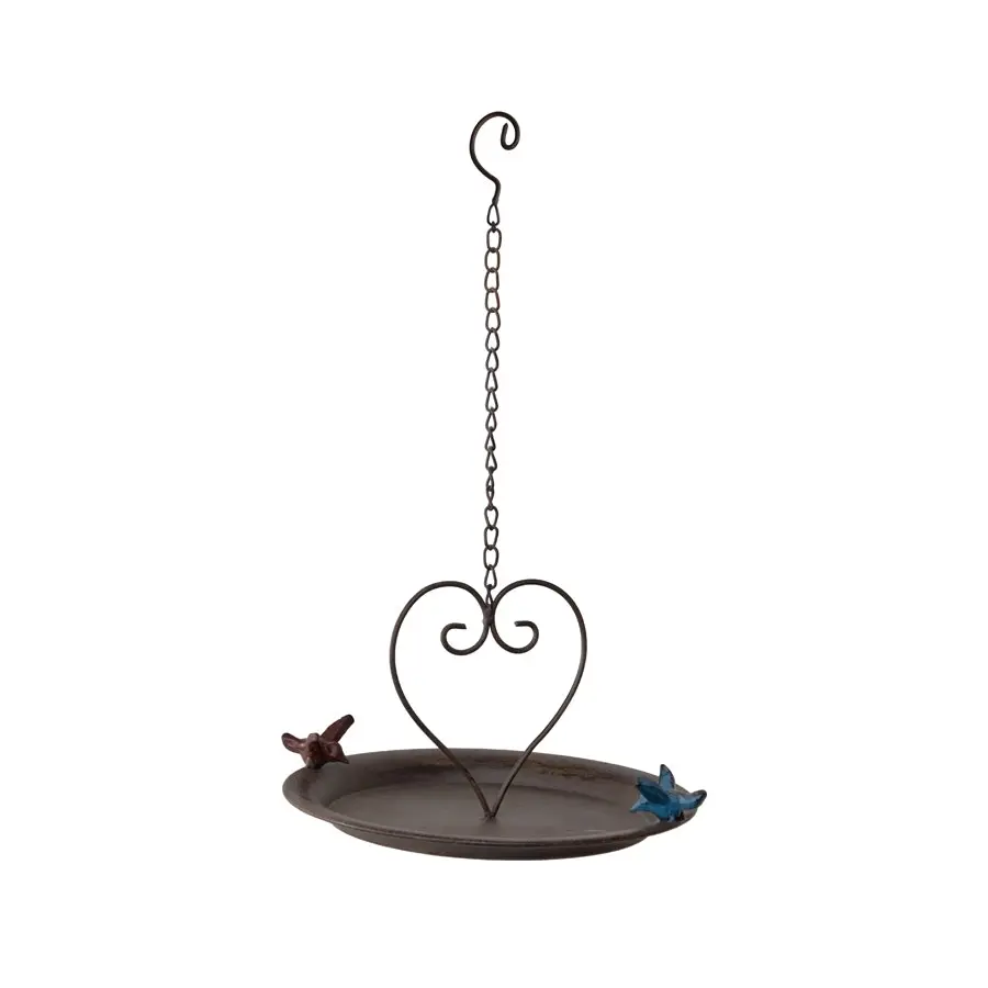 Willow & Silk Metal 42cm Hanging Lovebirds Heart Garden Bird Feeder/Tray