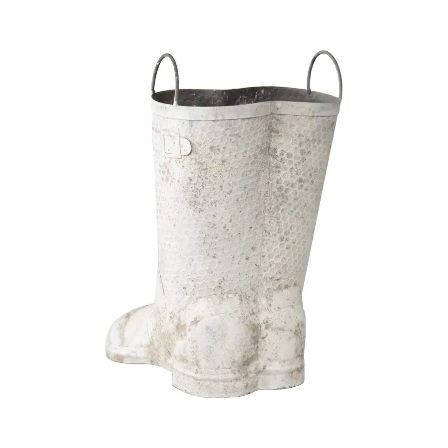 Willow & Silk 35cm White 'Sweet Bee Honey' Gumboots Pot/Planter