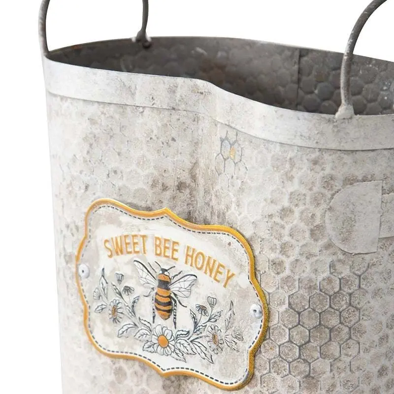 Willow & Silk 35cm White 'Sweet Bee Honey' Gumboots Pot/Planter