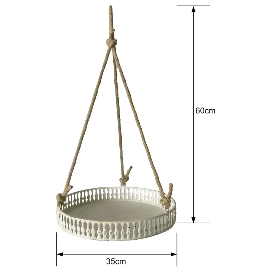 Willow & Silk Hanging 60cm White Round Pot/Planter Stand