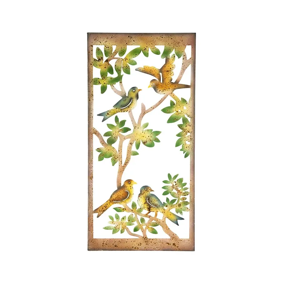 Willow & Silk Laser-Cut 91cm Birds on Branches Metal Wall Art