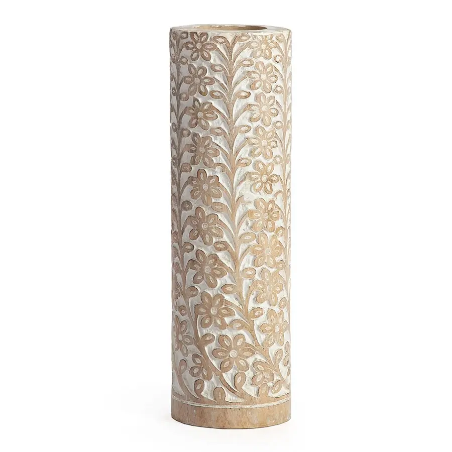 Willow & Silk Handmade Wooden 40cm Tall Flower Vase