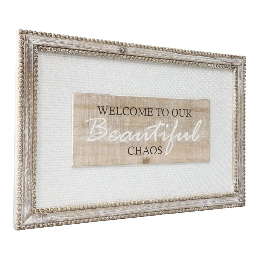 Willow & Silk Framed Wooden 60cm 'Welcome To The Chaos' Sign Wall Art