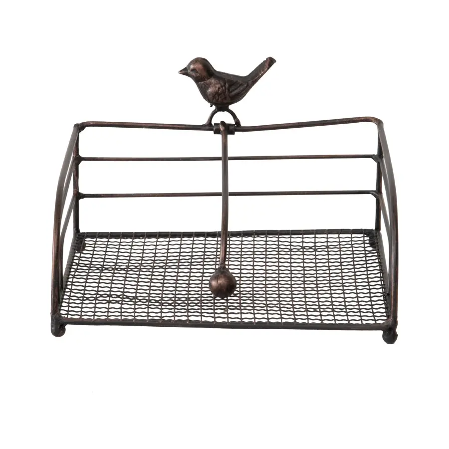 Willow & Silk Metal 20cm Perched Bird Dining Table Napkin Holder