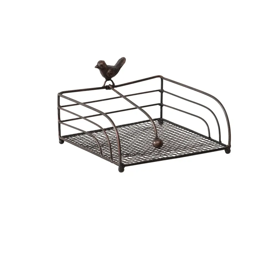 Willow & Silk Metal 20cm Perched Bird Dining Table Napkin Holder