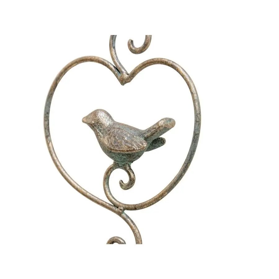 Willow & Silk Hanging 71.5cm Golden Metal Bird in Heart Decor/Garden Bell